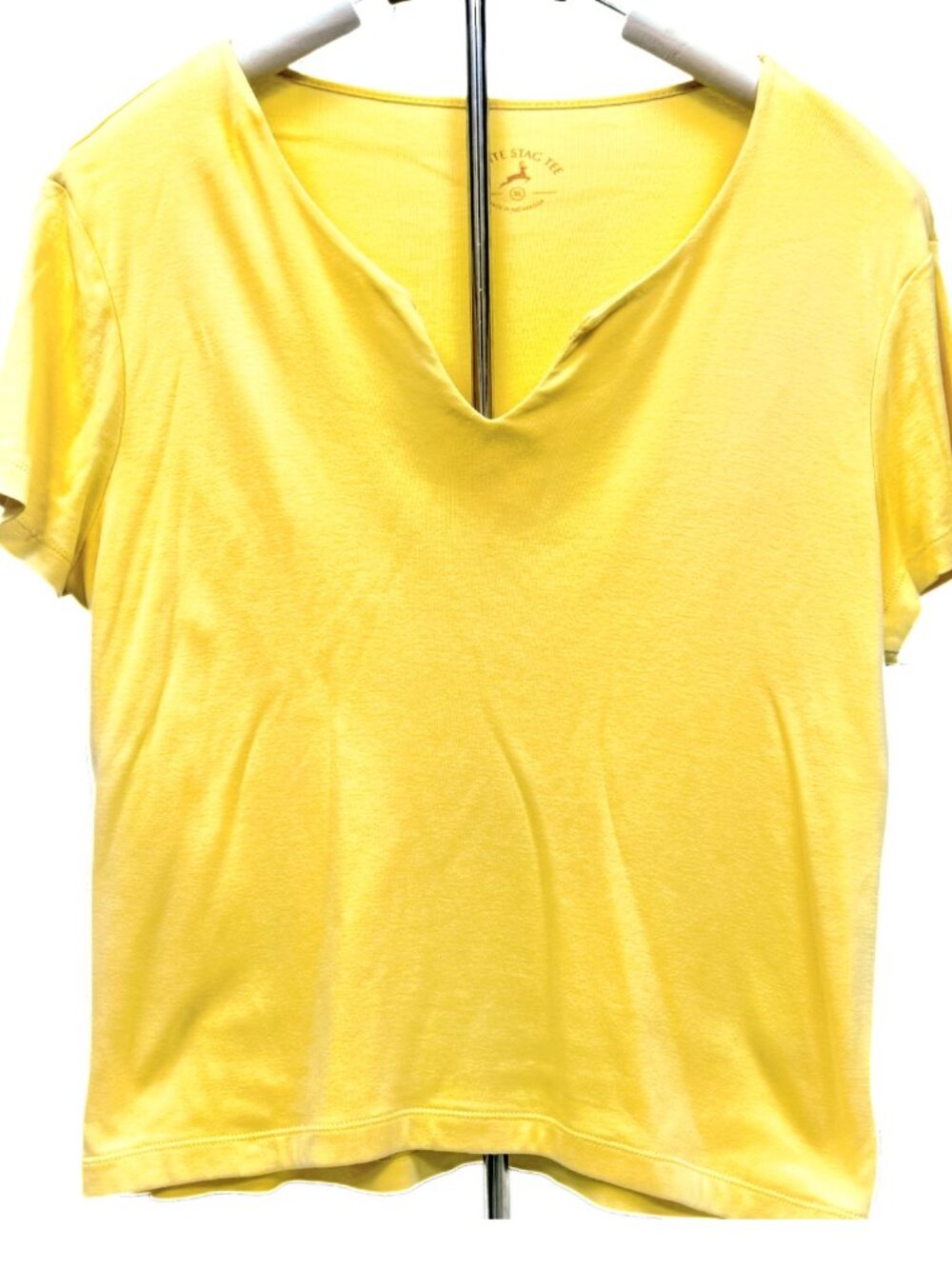 White Stag Tee Short Sleeve Yellow Top Cotton T-Shirt Stretchy Casual y2k XL NEW